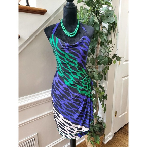 BcBg Maxazria Women's Multicolor Halter Neck Sleeveless Knee Length Dress Size S - Picture 1 of 12